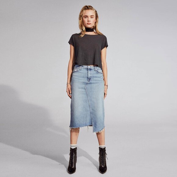 Mother Denim "A Step Midi" Denim Skirt in "Misbeliever", size 26 - Picture 11 of 14